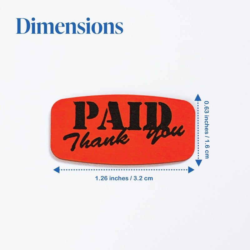 Store Fixtures Direct Paid Thank You Store Sticker, Fluorescent Orange Self-Adhesive Retail Merchandise Labels - 1000 Pack - Image 3